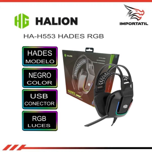 AUDIFONO GAMER HALION HA-H553 HADES RGB