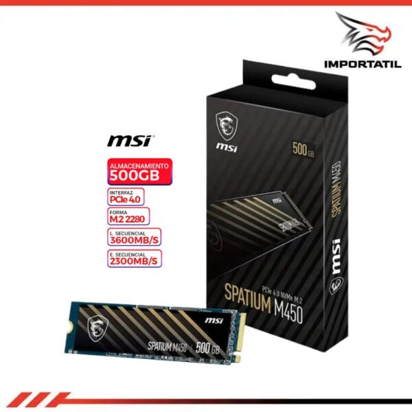 SSD MSI SPATIUM M450 500GB M.2 PCIe 4.0 NVME