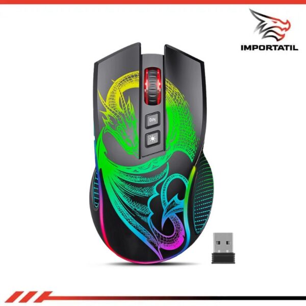 MOUSE INALAMBRICO GAMER MICRONICS DRAGON 4800DPI BT WIFI RECARGABLE USB-C RGB