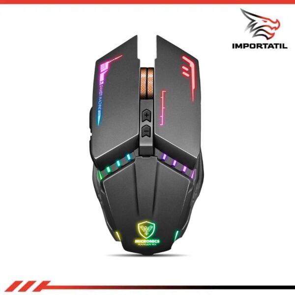 MOUSE INALAMBRICO GAMER MICRONICS RANGER 4800DPI RECARGABLE CONEXION 2.4Ghz